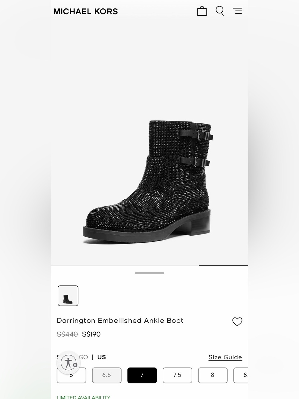 Michael Kors Black Embellished Darrington Ankle Boot